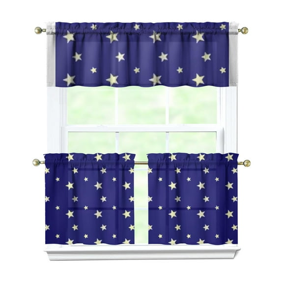 3 PCS Kitchen Curtains Set - Abstract Geometric Boho Tier Curtains with Valance, Semi-Sheer Rainbow Gradient Window Panels, Rod Pocket Farmhouse Caf Drapes (54x18" 2x27.5x24")