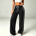 thumbnail image 5 of Bxsruta Women Track Pants Drawstring Elastic Waist Wide Leg Lounge Running Training Trousers, 5 of 8