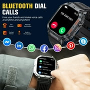 Pakrys Military Smart Watch for Men Women (Answer/Dial Call) 5ATM Waterproof Outdoor Tactical Fitness Tracker 2.02” Big Screen Rugged Sports Swimming Smart Watches for Android iOS