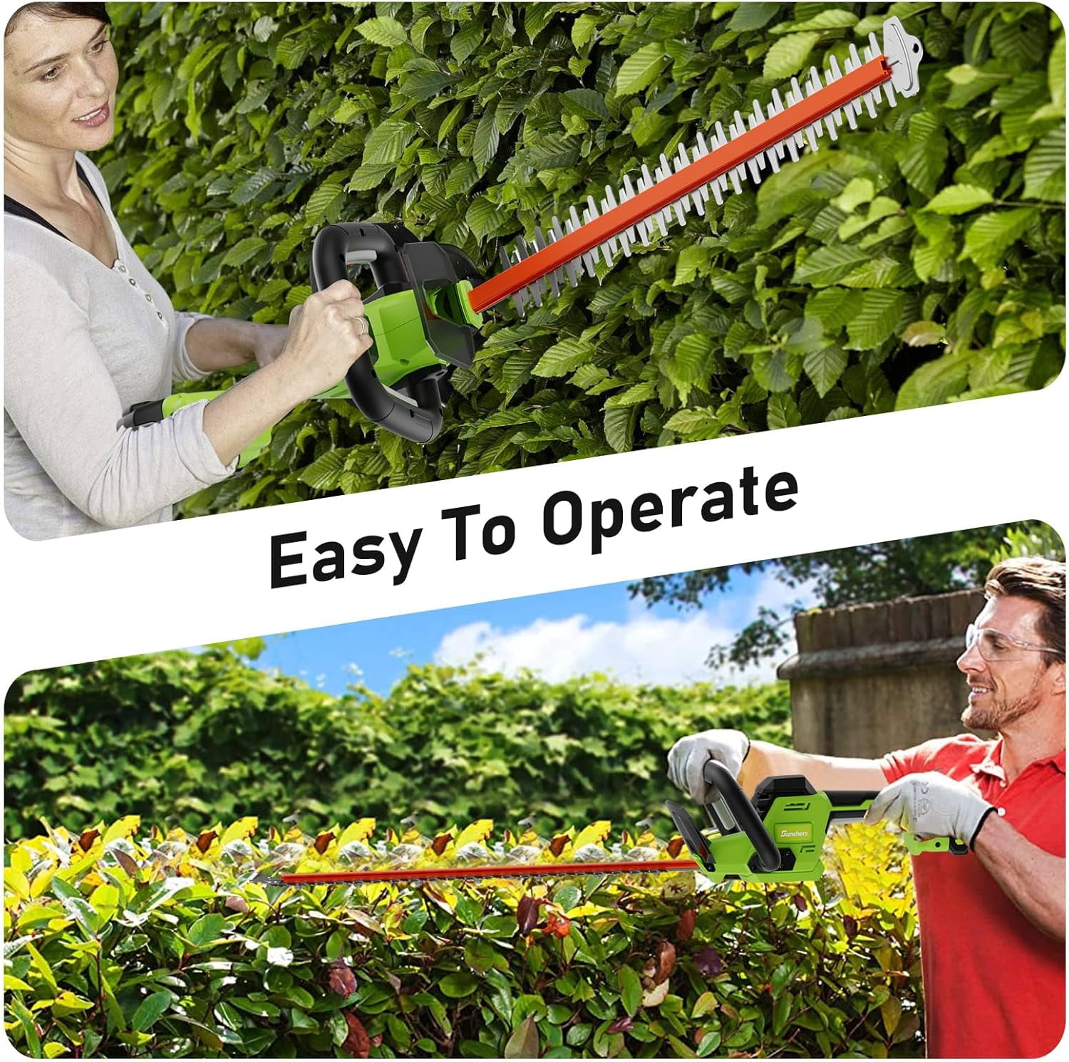 20V Max Cordless Hedge Trimmer, 22 Inch Dual-Action Blade with 2 Batteries & Charger for Garden Lawn Shrub Pruning
