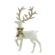 46" Lighted 2-D Silver Glitter Reindeer Christmas Outdoor Decoration
