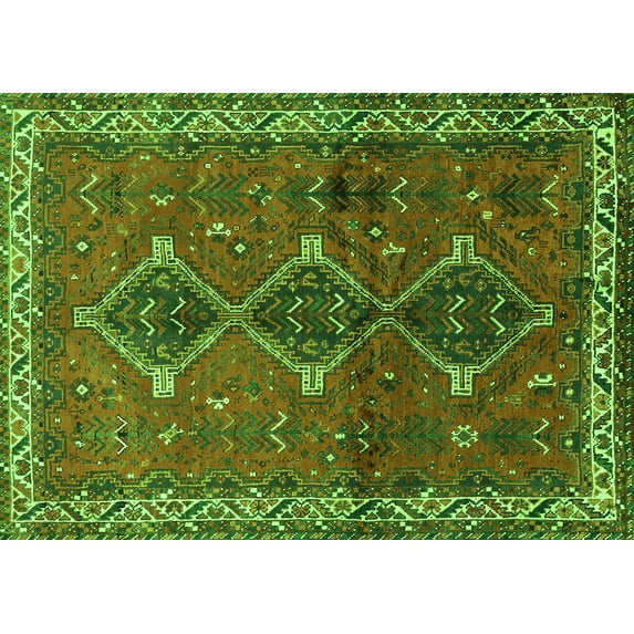Ahgly Company Indoor Rectangle Persian Green Traditional Area Rugs, 7' x 9'