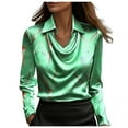 thumbnail image 3 of Uootdi Women's Satin Blouses Elegant Long Sleeve Shirts Vintage Satin Blouse Casual Dressy Business Tops, 3 of 7