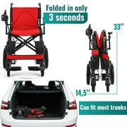 MALISA Portable Electric Wheelchairs for Adults, Foldable Motorized Power Wheelchairs, Red