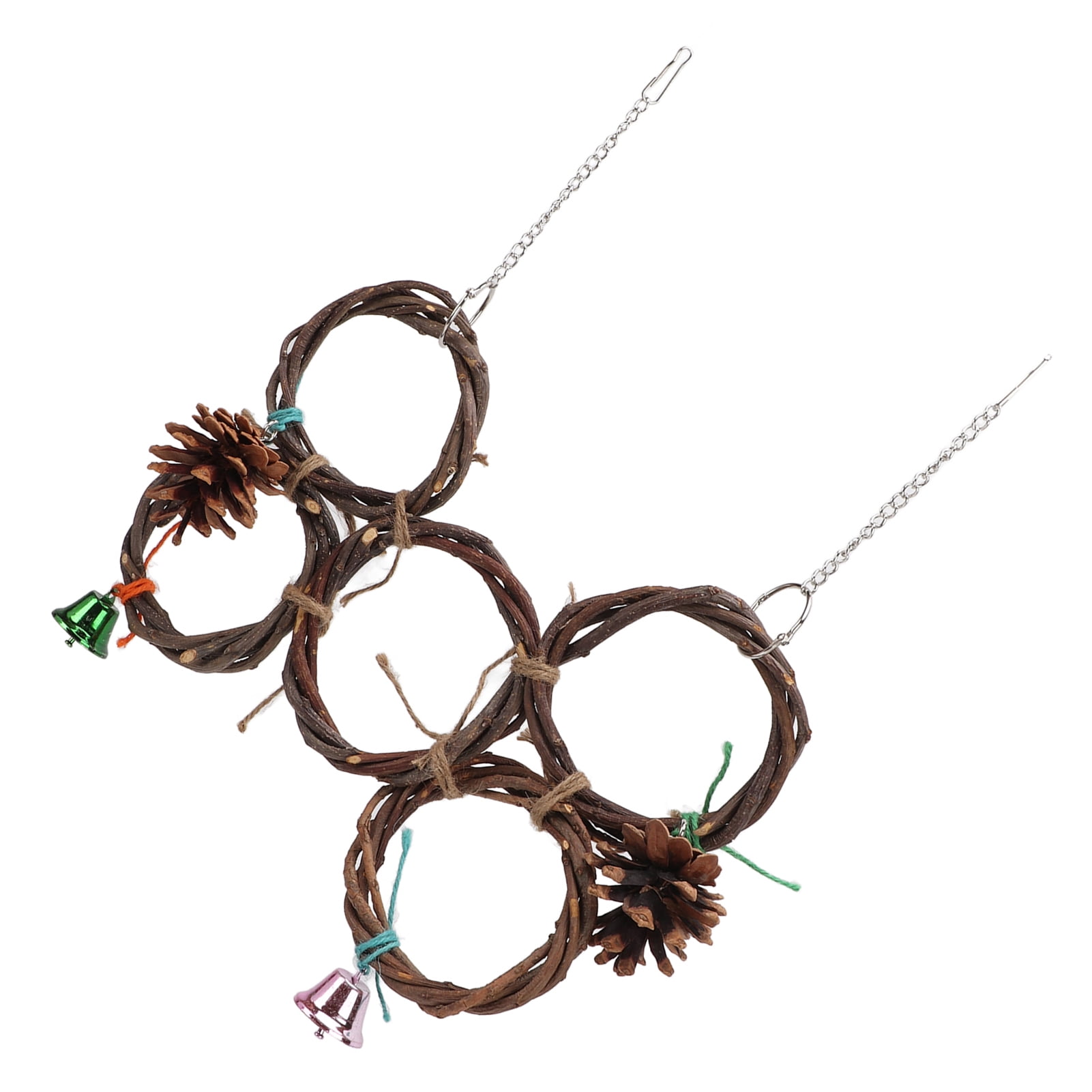 Bird Rope Climbing Net, Natural Wood Branch Circle Toy Chewing