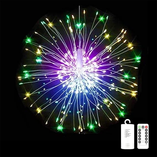 1 Pack Firework Lights, 200 LED Starburst Lights, Outdoor Garden Lighting,Christmas String Lights Waterproof 8 Modes Battery Powered with Remote Control for Garden, Christmas, Party,Outdoor,Indoor