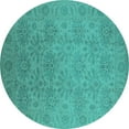 thumbnail image 1 of Ahgly Company Machine Washable Indoor Round Oriental Turquoise Blue Industrial Area Rugs, 6' Round, 1 of 4
