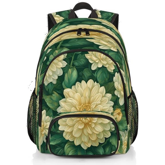 Herdesigns Floral Laptop Backpack for Women Men, 18.3 Inch Work Computer Backpacks Sage Green Large Nurse Bag Waterproof Casual Daypack for Travel
