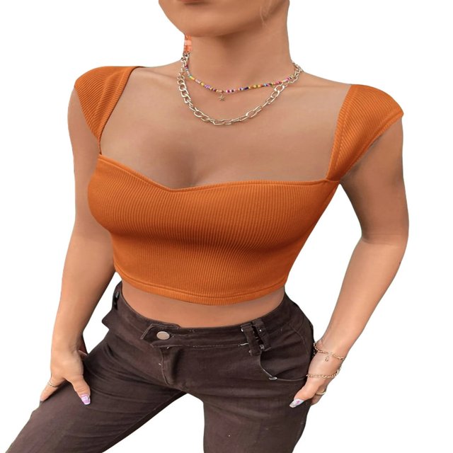Women Crop Vest Sleeveless Square Neck Knitting Wrapped Summer Tops