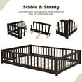 thumbnail image 4 of PAPROOS Full Montessor Floor Bed, Solid Wood Toddler Bed with Safety Guardrail and Door, Easy Assembly, Low-to-Floor Bed Frame with Slats for Kids, Espresso, 4 of 9