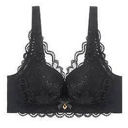 Yyeselk Women s Minimizer Bra Wire Free Lace Bra Non Padded Full Coverage Bra Plus Size Push Up Seamless Bra Everyday Bra Black L