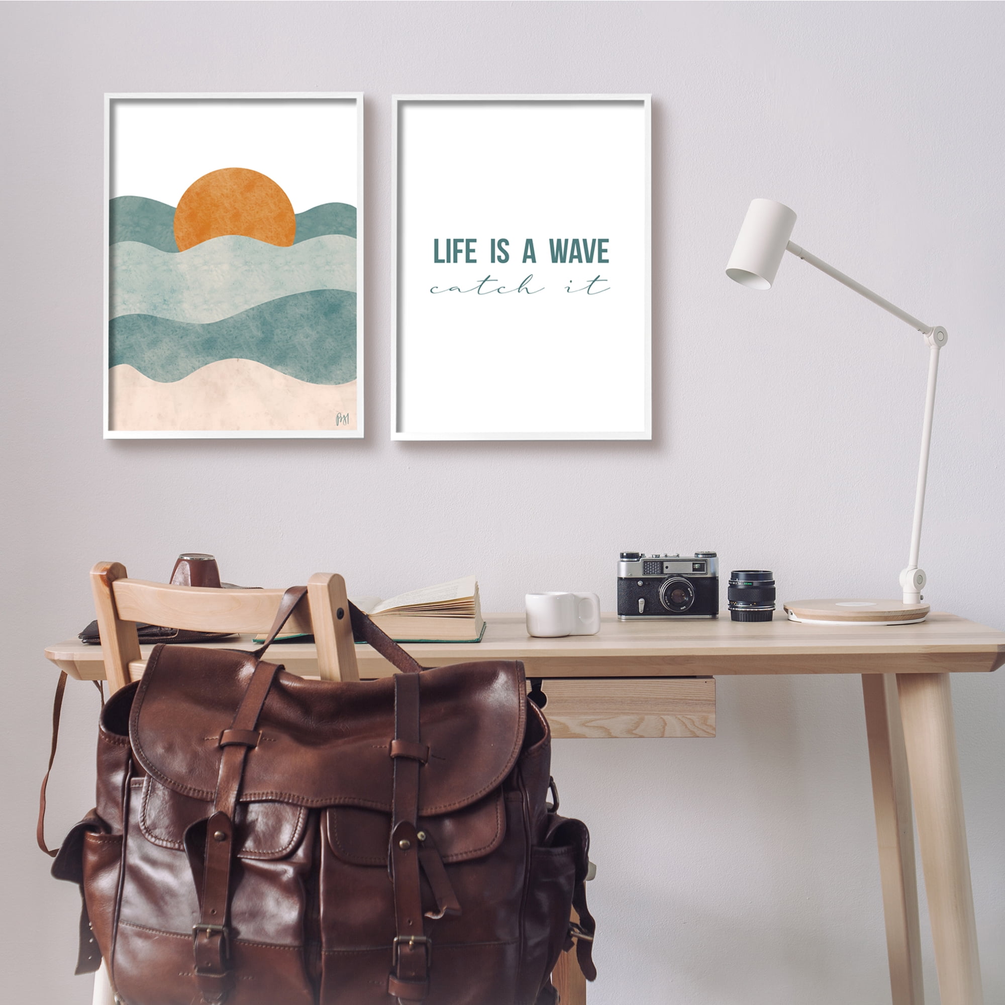 Stupell Indtries Life's A Wave Phrase Abstract Summer Sunrise Beach,16 x 20,Design by Birch&Ink