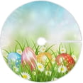 thumbnail image 1 of FMSHPON Easter Tree Skirt Colorful Eggs Bunny Xmas Christmas Tree Skirt Stand Mat for Holiday Party Decoration Indoor Outdoor 48 inches, 1 of 6