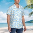 thumbnail image 3 of Balery Floral Daisy Camisas hawaianas de manga corta para hombre, camisas playeras de corte holgado, camisas de vacaciones con botones,X-Large, 3 of 7