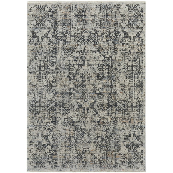 Feizy Kaia Transitional Distressed, Ivory/Gray/Taupe, 2' x 3' Accent Rug Sheen Casual Diamond Design Carpet for Living Dining Bed Room