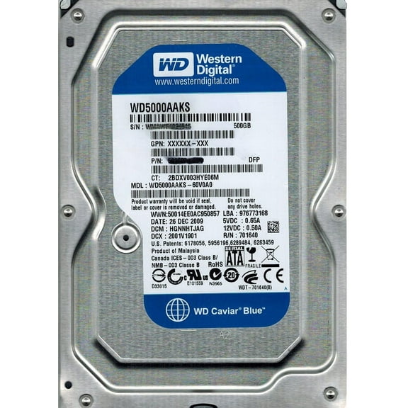 Western Digital WD5000AAKS-60V0A0 500GB DCM: HGNNHTJAG