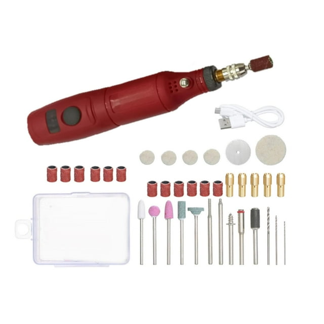 DOLITY Outil Rotatif Multifonction 3.7V avec 36 Accessoires Mini Routeur Stylo Sans Fil Rouge