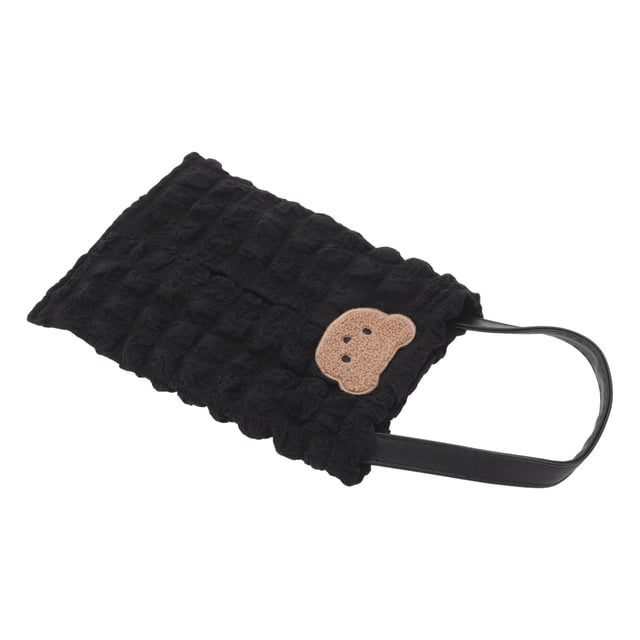 Soporte de pañuelos para automóvil Unique Bargains, organizador de caja de pañuelos, poliéster de masa de hojaldre, 28x18x2cm, oso negro, 1 pieza