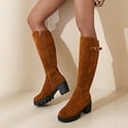 thumbnail image 2 of Ketyyh-chn99 Women's Winter Boots Knee High Boots Winter Snow Boots Zipper Closure Boots Brown,41, 2 of 5