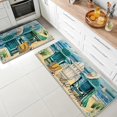 thumbnail image 2 of Summer Blue Sea Chairs Beach Decorative Kitchen Rugs Set of 2, Ocean Seagull Sailboat Kitchen Mat Coastal Non-Slip Floor Mat, Nautical Home Kitchen Decorations 17x30 and 17x47 Inch, 2 of 6