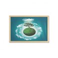 thumbnail image 1 of Tree of Life Wall Art with Frame, Grassy Globe World with Plant Clouds in Air Science Fiction Mother Earth, Printed Fabric Poster for Bathroom Living Room, 35" x 23", Green Blue White, by Ambesonne, 1 of 2