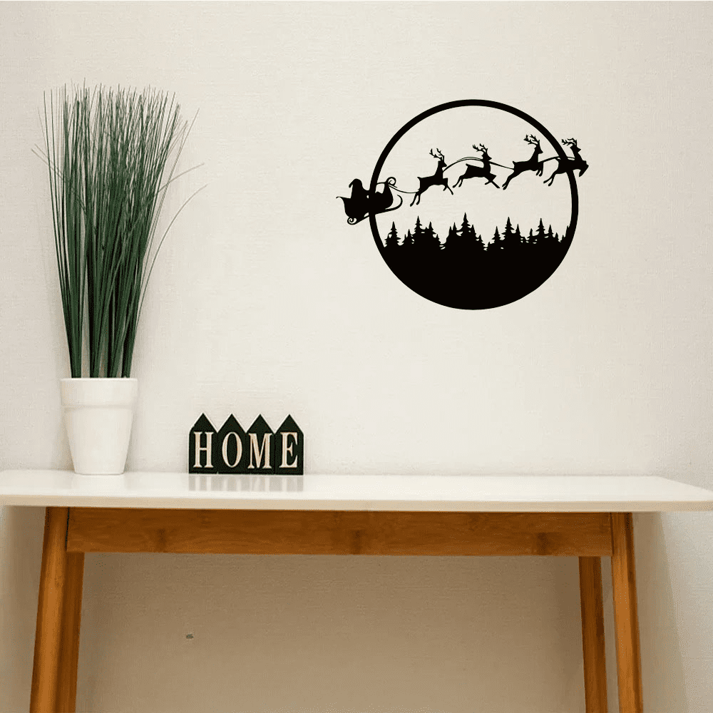Halloween Christmas Double Sided 24 Inch Metal Wall Sign Reversible Seasonal Hanging Decor