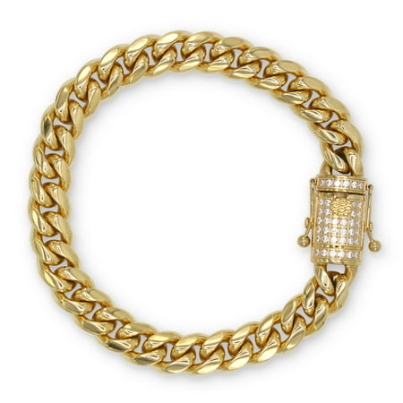JB Jewelry - Cuban Link Bracelet Gold Plated With Cubic Zirconia Box ...