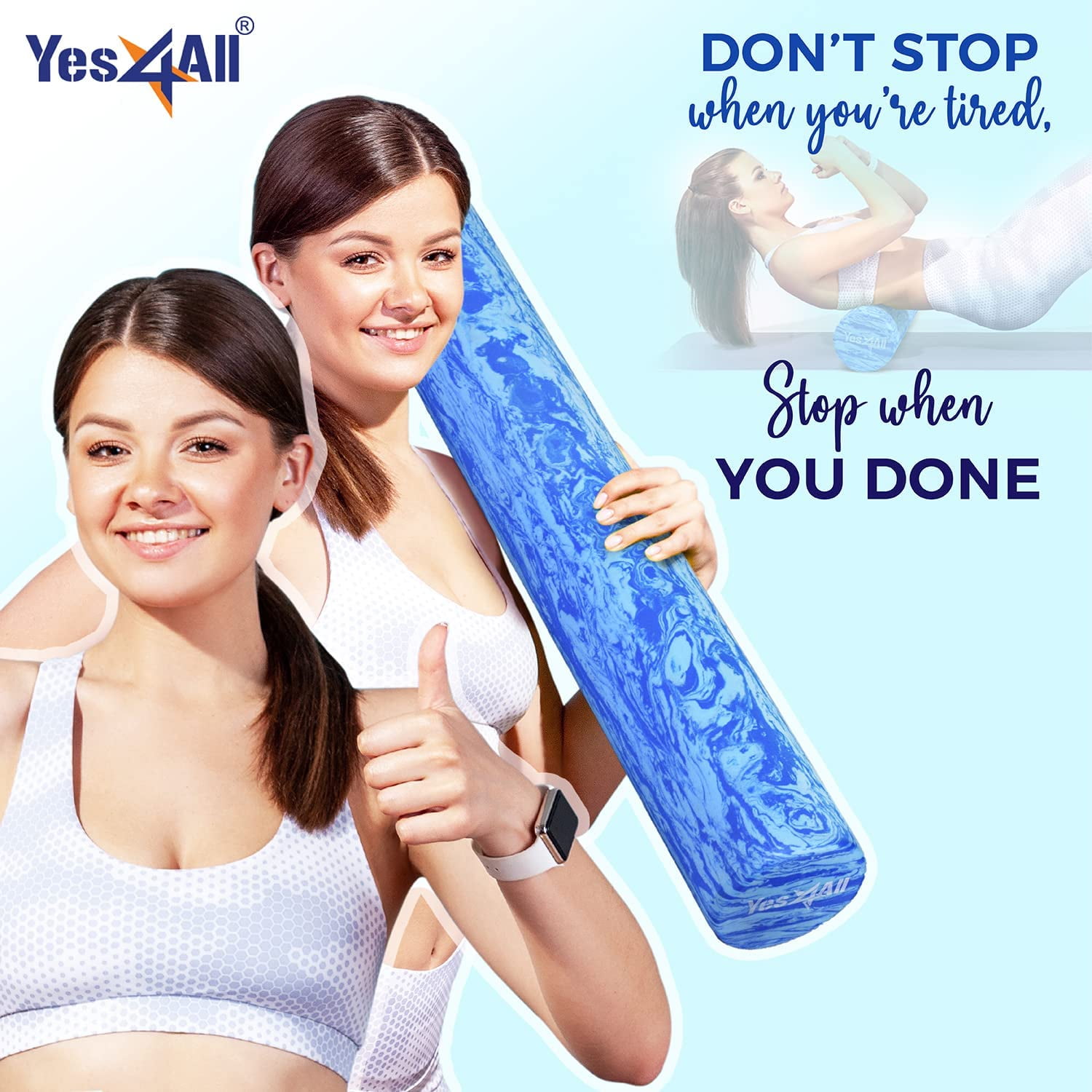 Yes4All 18inch Exercise Foam Roller EVA Ocean Marbled