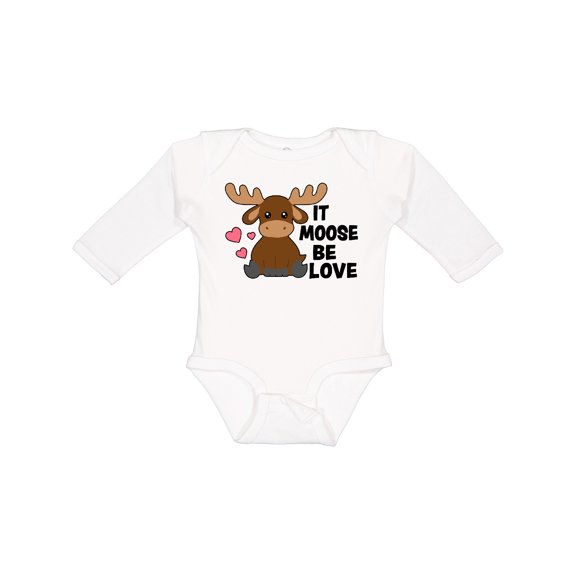 Inktastic It Moose Be Love with Cute Moose Boys or Girls Long Sleeve Baby Bodysuit