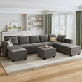thumbnail image 2 of Honbay Convertible Sectional Sofa, U Shaped, with Storage, Velvet, Dull Grey, 2 of 5