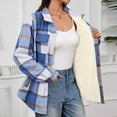thumbnail image 4 of Qulqfy Button Up Shirt Women Casual Long Sleeve Plaid Fleece Lined Shirts Collared Tunic Winter Shirts Women's Fall Tops, 4 of 7