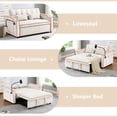 thumbnail image 6 of Muumblus Pull Out Sofa Bed, 3-in-1 Convertible Sleeper Sofa, Modern 2 Seater Sofa Couch with USB/Type C Port and Cup Holders, Velvet Loveseat Sleeper for Living Room, Apartment, Beige, 6 of 11