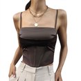 thumbnail image 2 of Tops cortos ajustados sin mangas, Top con corsé sin mangas para mujer, chaleco sin mangas con cuello cuadrado, chaleco sin mangas con cordones en la espalda, chaleco sin mangas de alta capacidad, 2 of 8