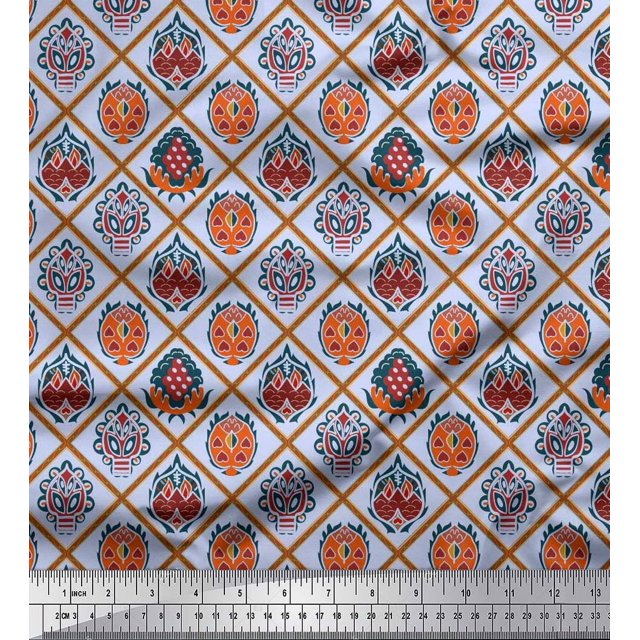 Soimoi Poly Georgette Fabric Geometric & Art African Decor Fabric Printed Yard 52 Inch Wide
