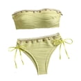 thumbnail image 2 of Xdegoge Bikini Sets for Women Bandeau High Waisted Two Piece Bathing Suits Crinkle Seashell Details Tummy Control Flattering Pool Party Swimming Suits, 2 of 8