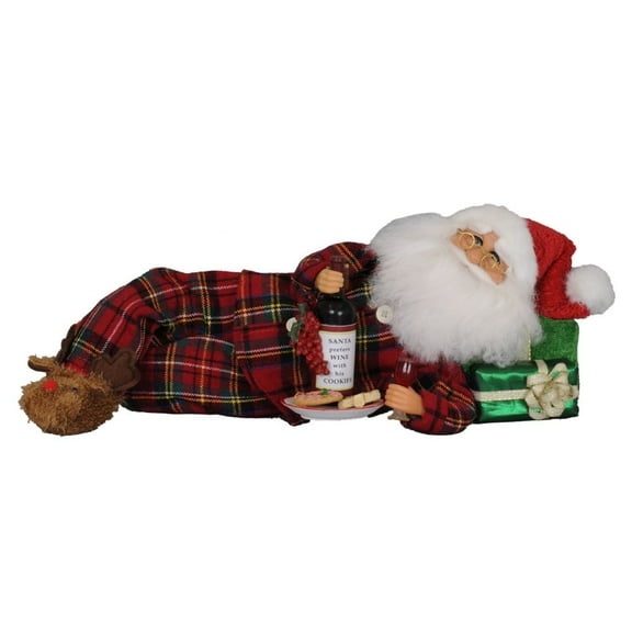 Karen Didion Originals Lying Wine Midnight Snack Santa Figurine, 14 Inches