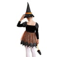 thumbnail image 2 of Yruioon Kids Girls Halloween Witch Dress Up Shiny Star Print Long Sleeve Dresses with Hat Candy Bag Orange 8, 2 of 7