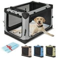 thumbnail image 1 of 32" Collapsible Dog Crate, Dog Travel Crate,Portable Dog Crate,4 Door Soft Dog Crate with Soft Mat, Pet Kennel for Medium Dogs, Indoor, Outdoor, Travel, Training (Grey), 1 of 9