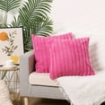 thumbnail image 6 of Unique Bargains Plush Faux Fur Solid Striped Throw Decorative Pillow Covers (2 Count) Rose Red 18"x18", 6 of 7
