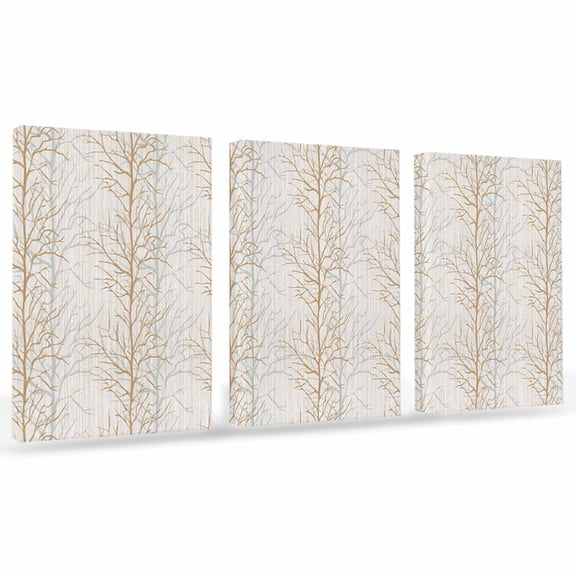 Abstract Brown Canvas Wall Art 3 Panels, Tree Branch Pattern Framed Wall Decor Modern Artwork Prints Painting for Living Room, Bedroom, Kitchen & Cafe Decor 16" x 20"
