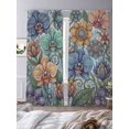 thumbnail image 4 of Vintage Colorful Floral Sheer Curtains 84 Inches Long 2 Panels Set, Window Sheer Curtains for Living Room/Bedroom, Spring Boho Vintage Abstract Art Light Filtering Rod Pocket Curtain 52''x84''x2, 4 of 8