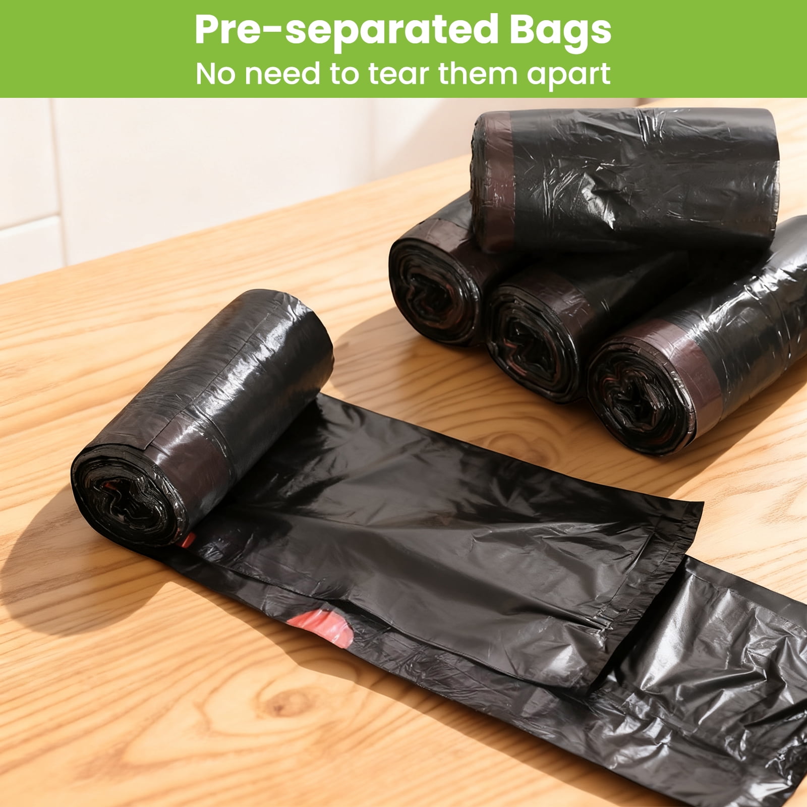 13 Gallon Trash Bags, 100 Count Tall Kitchen Drawstring Garbage Bags, Leakproof Unscented Can Liner for Home & Office, Black