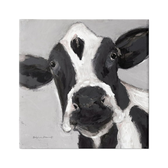 Stupell Country Cow Farmhouse Portrait Animals & Insects Painting Gallery Wrapped Canvas Print Wall Art