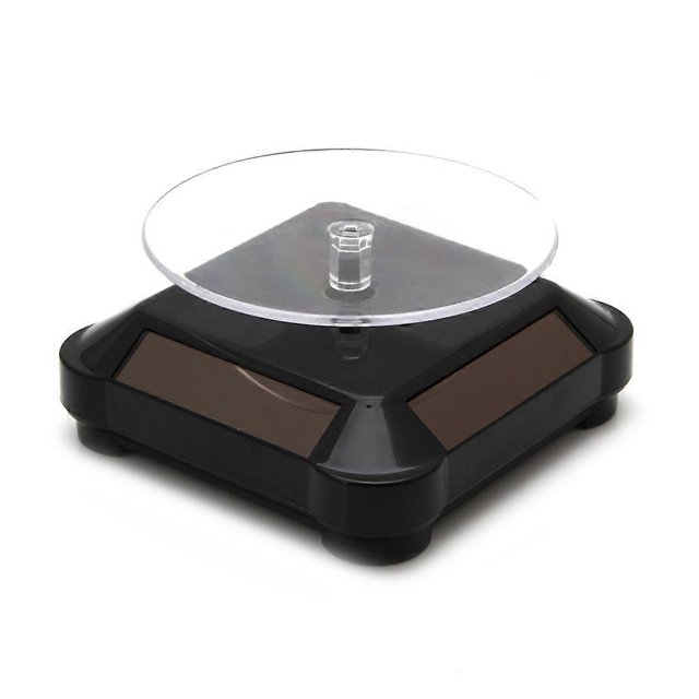 Plato giratorio de 360 grados con energía solar para reloj, teléfono, joyería y soporte de exhibición