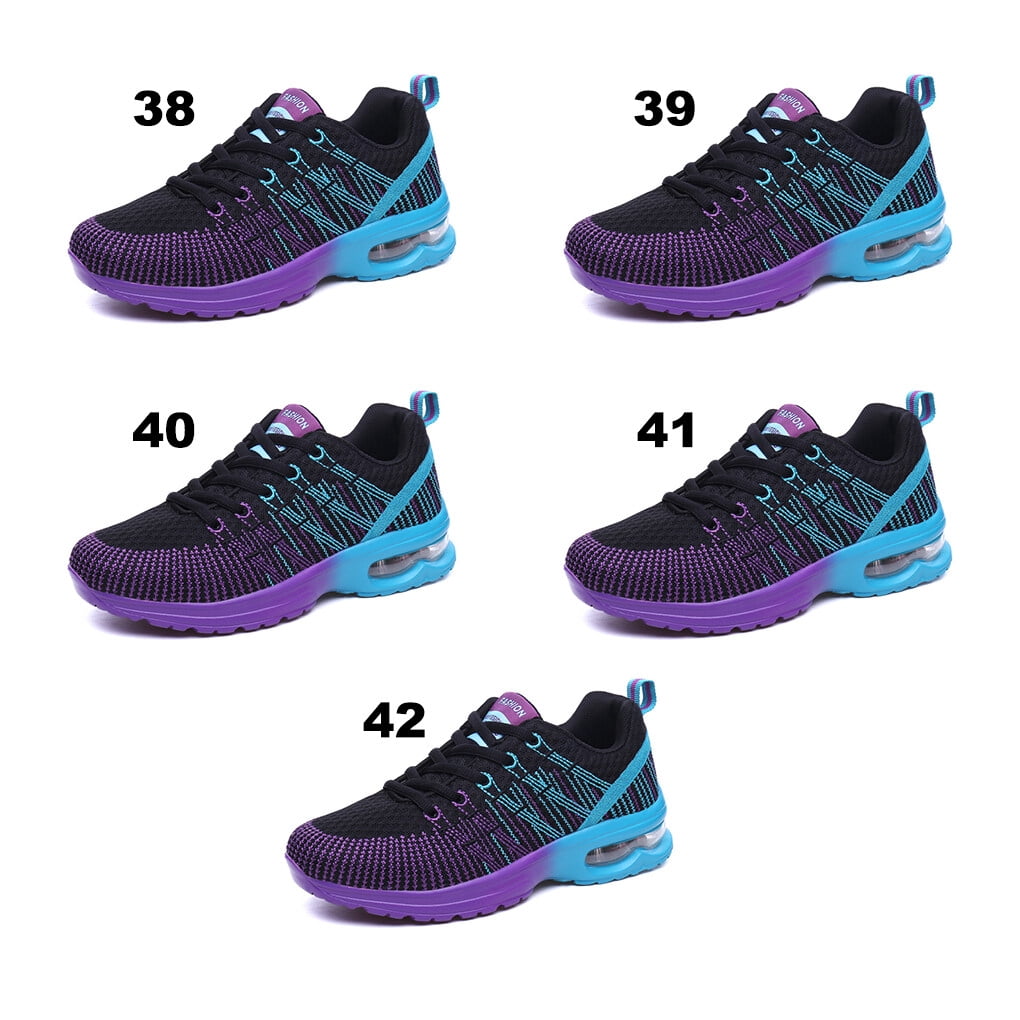 Langgg Women Running Shoes Girl Mesh Air Cushion Athletic Hiking Tennis Comfortable Lightweight Sneakers Lace-up Soles Footwear 39