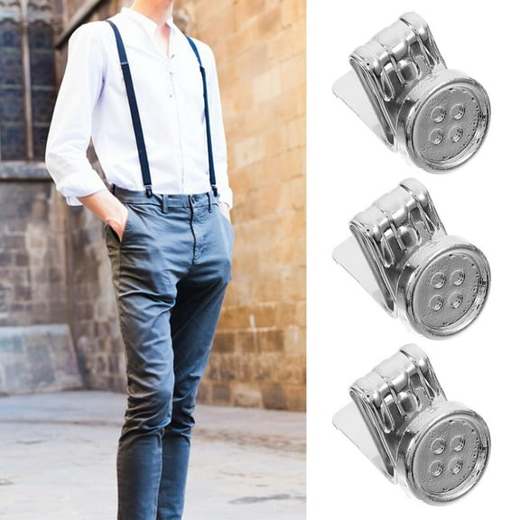 UPOUART 6Pcs Silver Metal Suspenders Button Fasteners for Men Jeans Pants Replacement