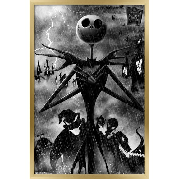 Disney Tim Burton's The Nightmare Before Christmas - Shadows Wall Poster, 14.725" x 22.375", Framed