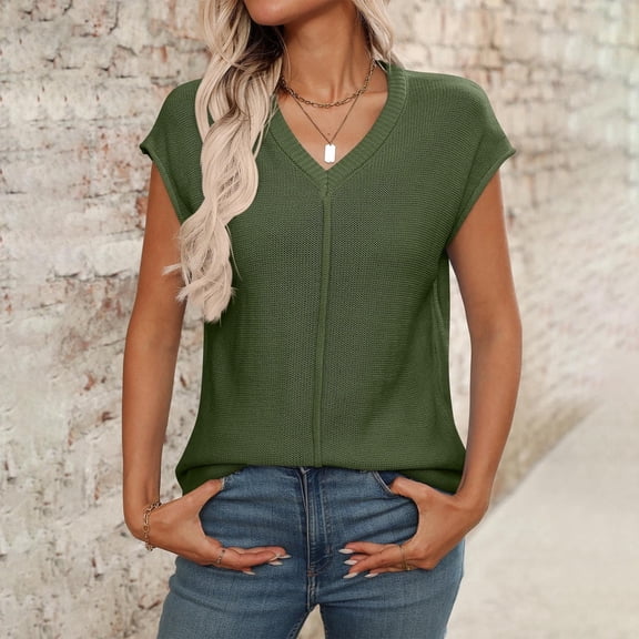 Juslio Tank Tops for Women Cotton Casual V-Neck Tank Tops Breathable,Summer Solid Color Tank Top