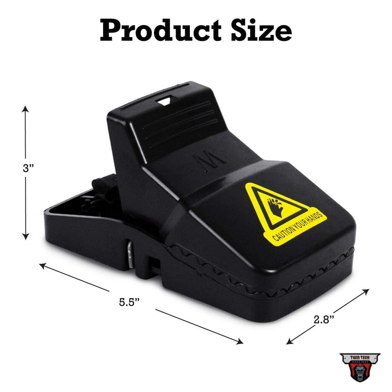 JAWS Reusable Mouse Traps for Home | Powerful Plastic Mouse Traps for Effective and Sanitary Mice and Rodent Removal | Safe and Durable Touchless Trap for Mice | 4.0"L x 1.88"W x 2.25"H | 12-Pack
