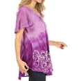 thumbnail image 4 of Sakkas Petra Women's Casual Loose Flared Corset Short Sleeve Lace Blouse Top Tunic - 2211-Purple - Plus Size, 4 of 5